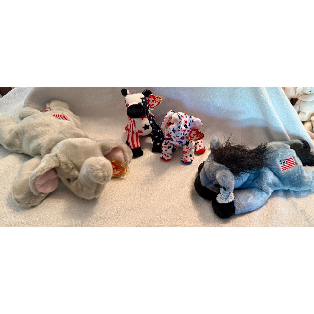 Lot of TY Patriotic Beanie Babies and Beanie Buddies MWMT